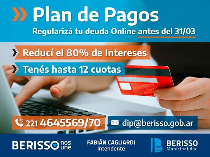 Nuevo plan de pagos de tasas municipales con 80 % de descuento y hasta 12 cuotas