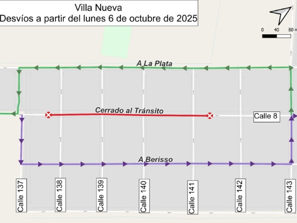 Desvíos por obras en Villa Nueva